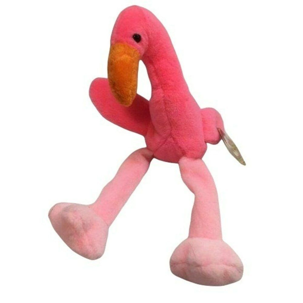 TY Beanie Baby Pinky The Flamingo Pink Bird Plush stuffed 1995